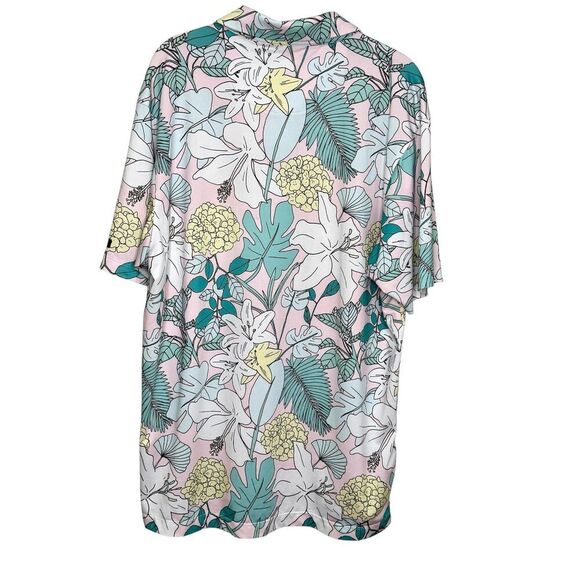 Bad Birdie Polo Shirt Mens XL Pastel Floral Golf Performance Stretch Made Korea - Picture 5 of 8